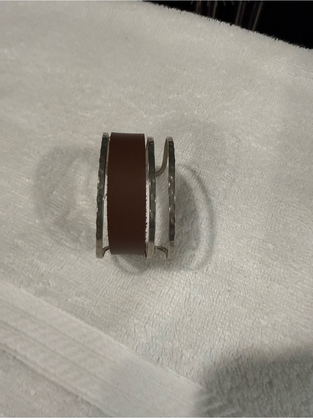 Women’s Brown Leather and Silver Cuff Bracelet